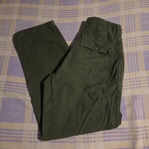 Baker Vietnam Era Cotton Sateen Button Fly OG 107 Green Pants 60s 70s 27 X 28.5